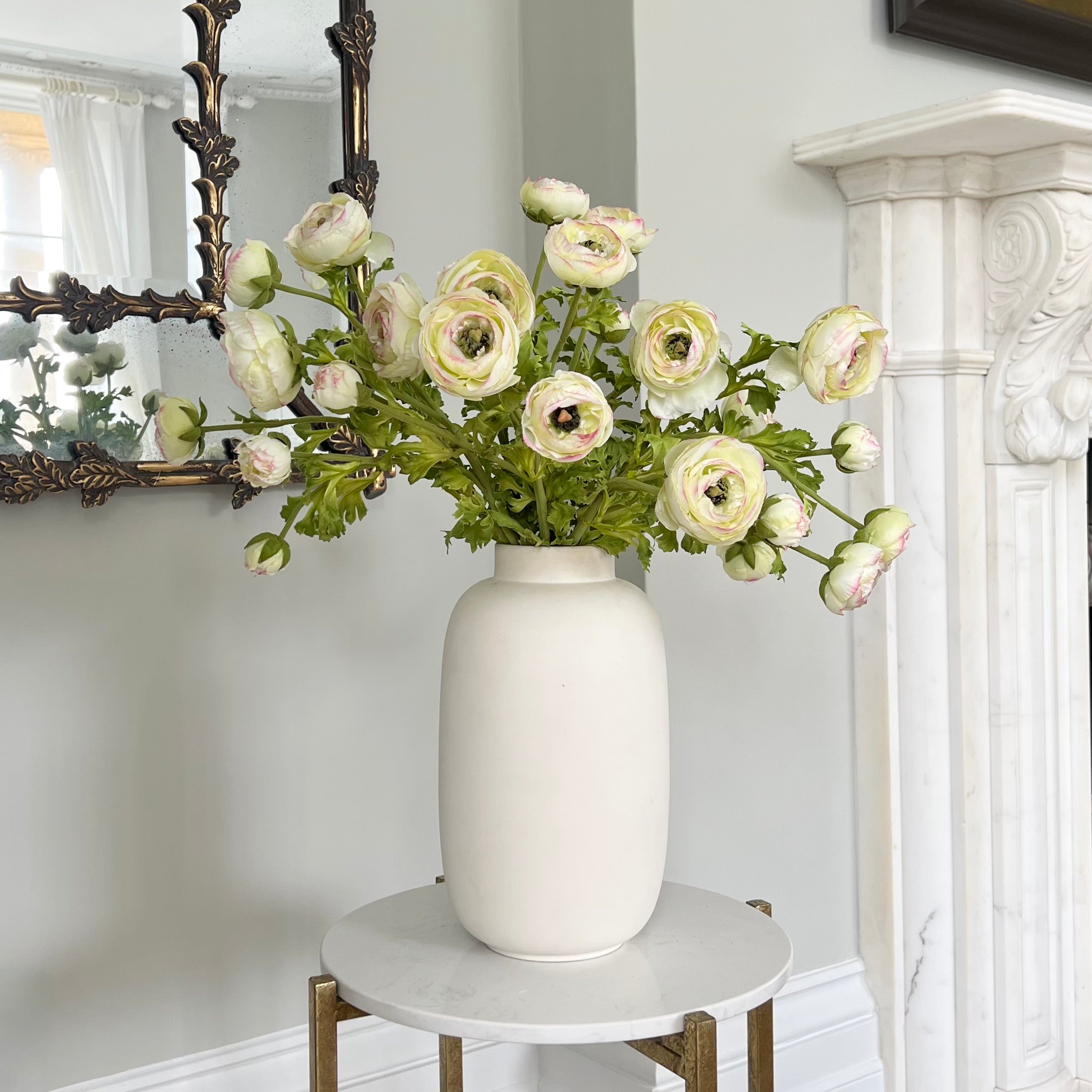 Artificial flowers luxury faux silk green ranunculus kingham vase lifelike realistic faux flowers ABP04B3 ABY5767GR