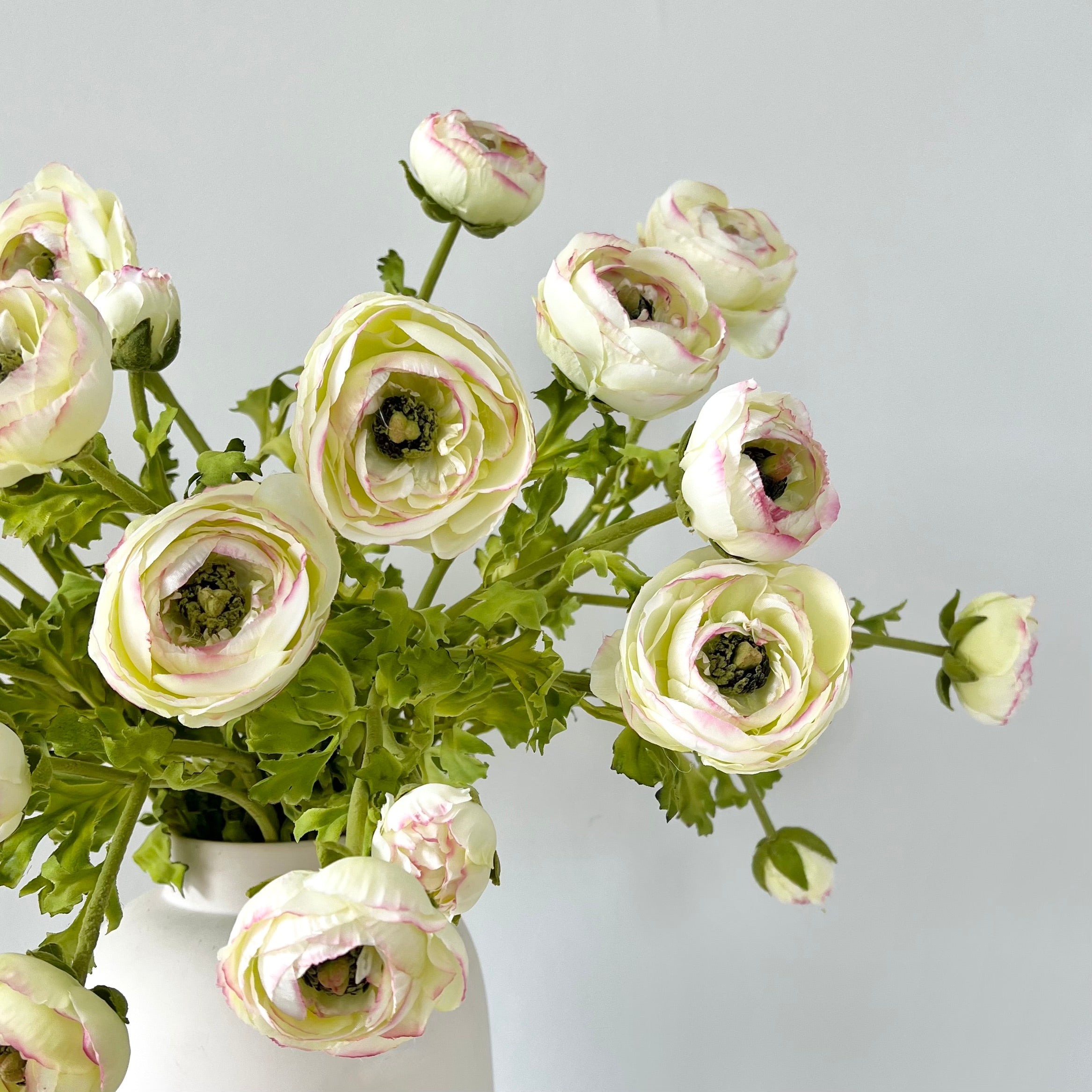 Artificial flowers luxury faux silk green ranunculus kingham vase lifelike realistic faux flowers ABP04B3 ABY5767GR