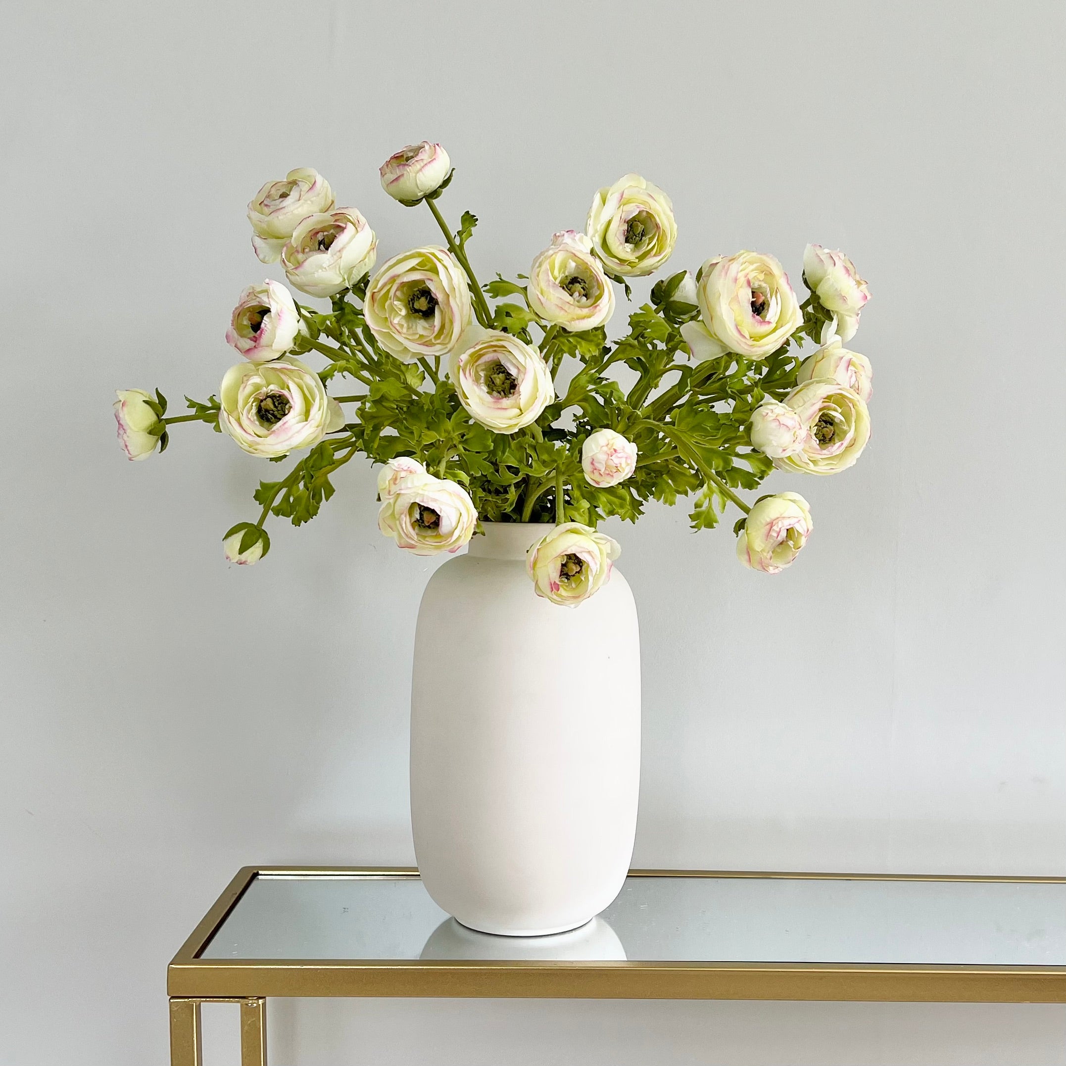 Artificial flowers luxury faux silk green ranunculus kingham vase lifelike realistic faux flowers ABP04B3 ABY5767GR