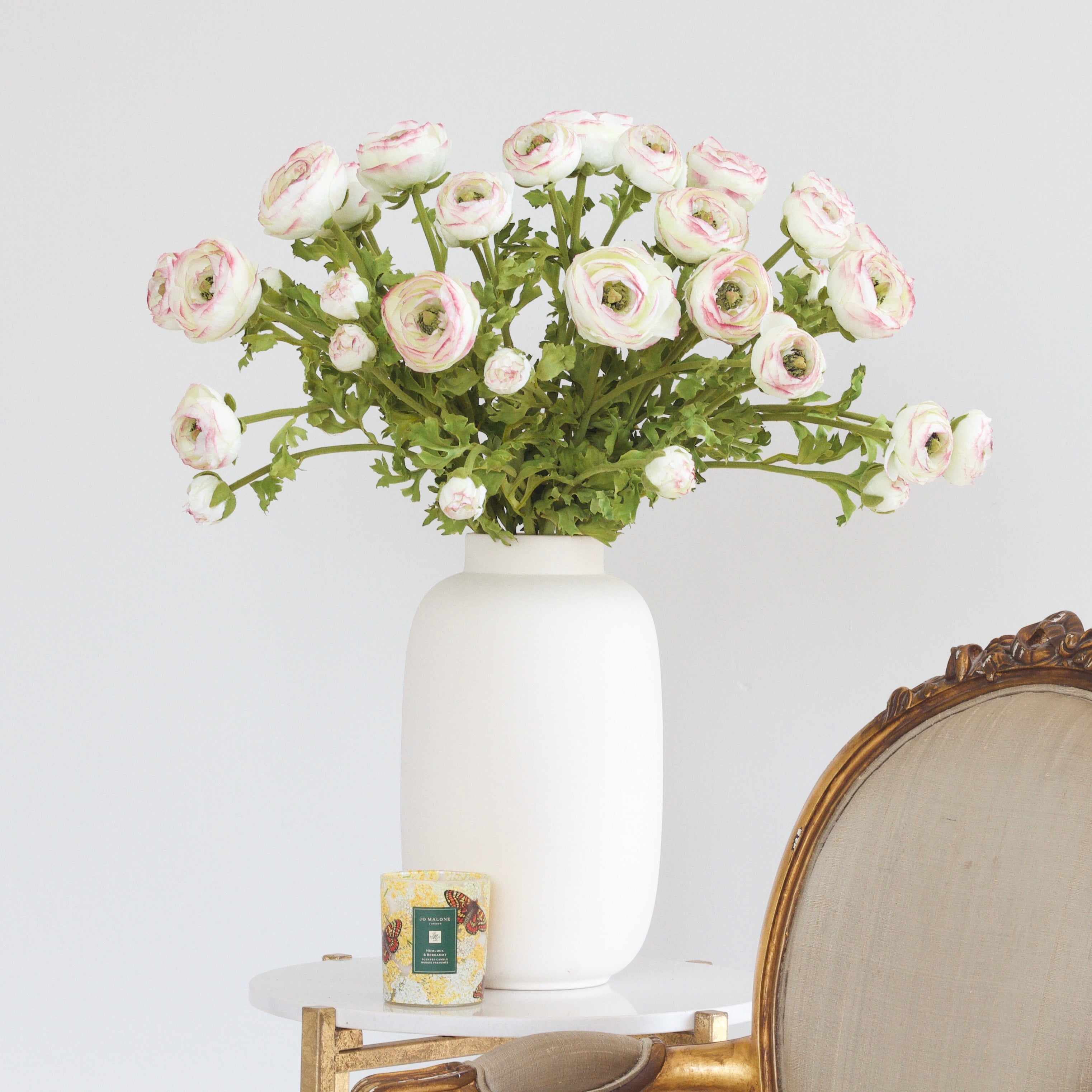 Artificial flowers luxury faux silk green ranunculus kingham vase lifelike realistic faux flowers ABP04B3 ABY5767GR