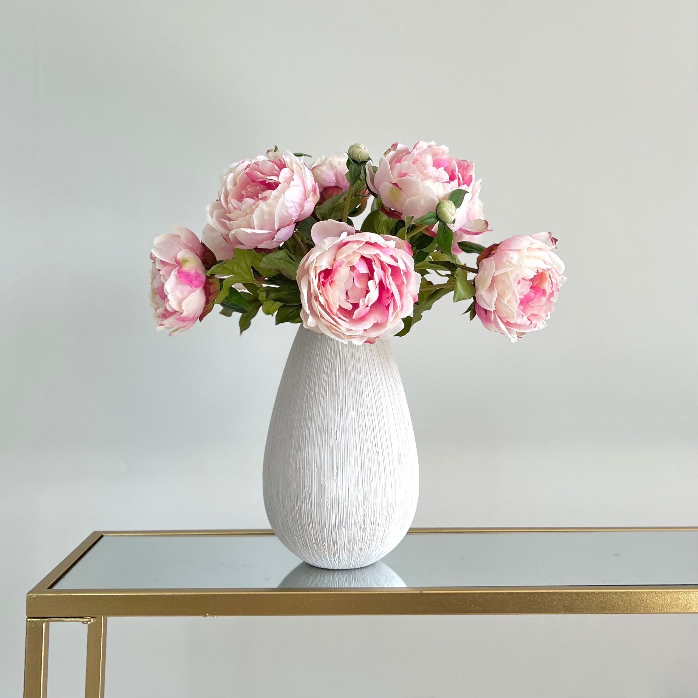 Artificial flowers luxury faux silk pink classic peony bibury vase lifelike realistic faux flowers ABP1513 ABY6043PK 