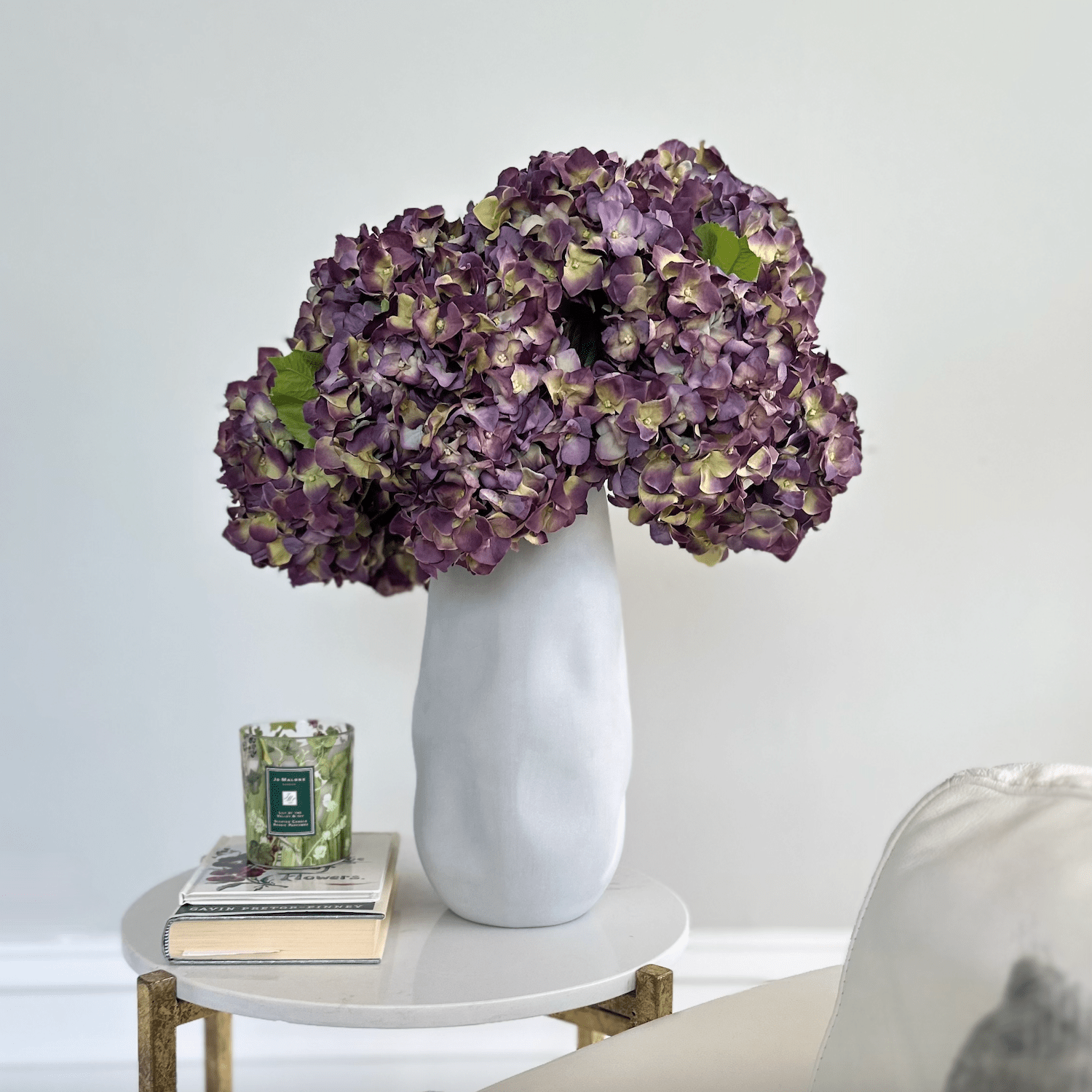 Artificial flowers luxury faux silk purple Hydrangea lifelike realistic faux flowers buy online from The Faux Flower Company ABY5070PU