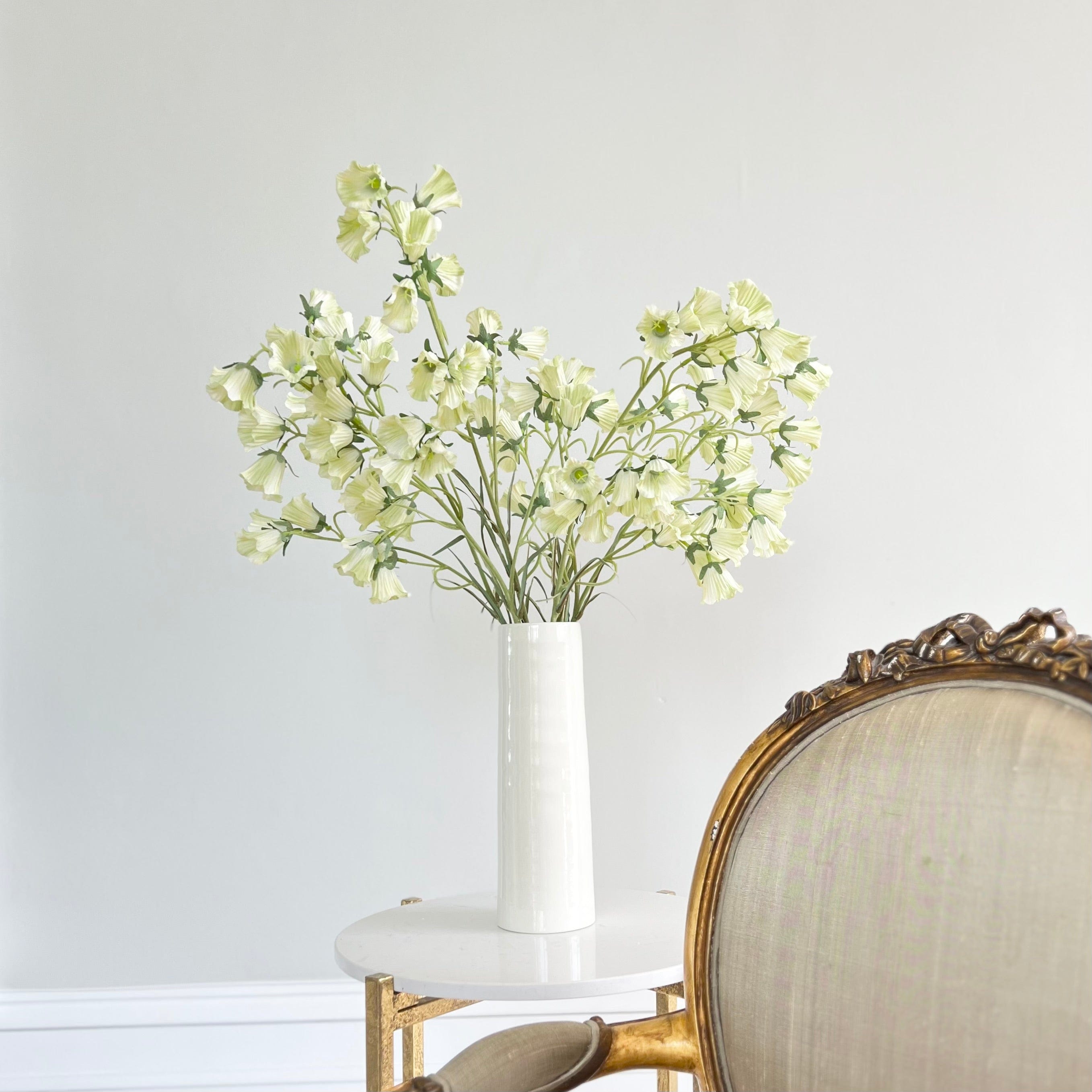 Artificial flowers luxury faux silk white caterbury bells prestbury vase lifelike realistic faux flowers ABP1828 ABX9738WH