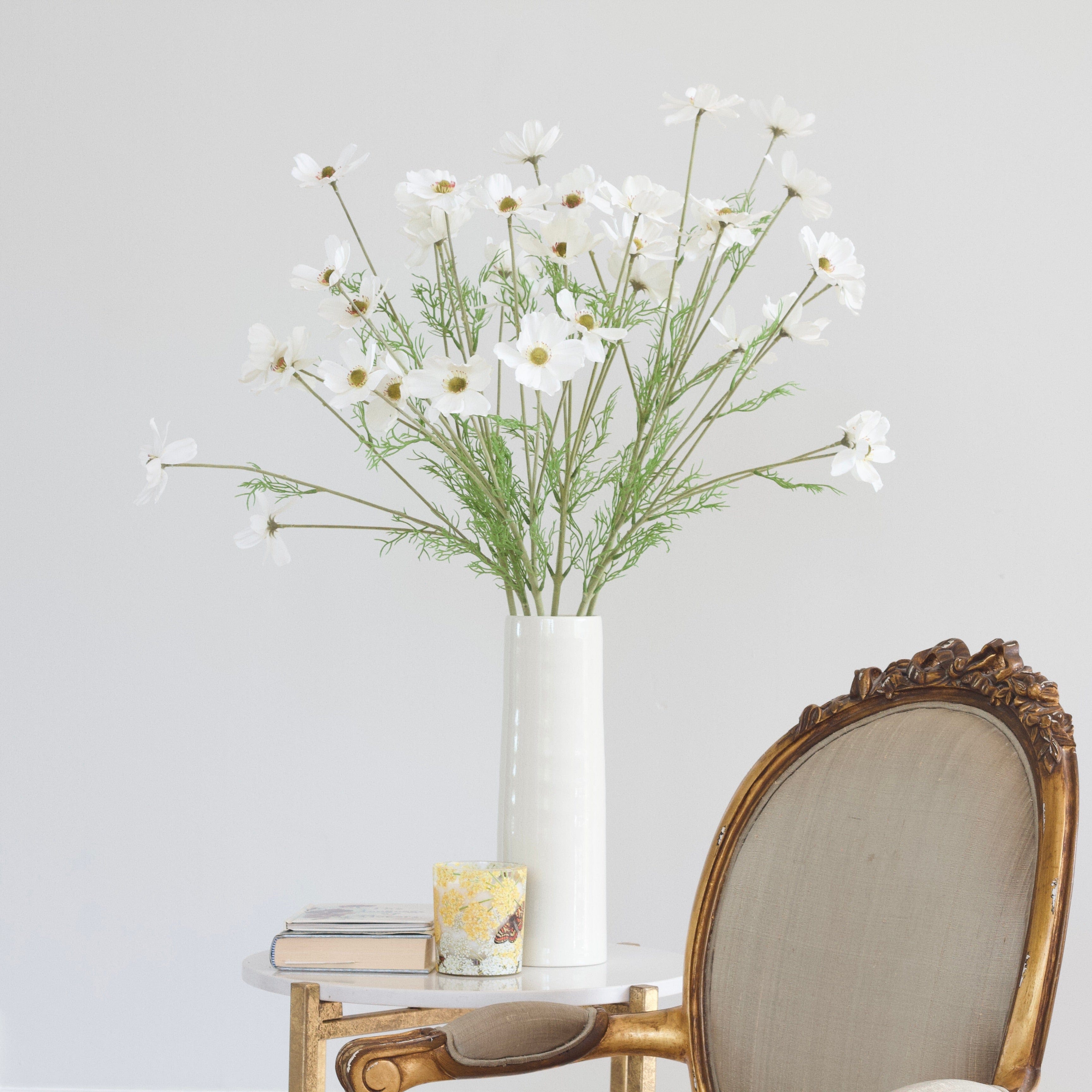 Artificial flowers luxury faux silk white cosmos prestbury vase lifelike realistic faux flowers ABP1828 ABX6572WH