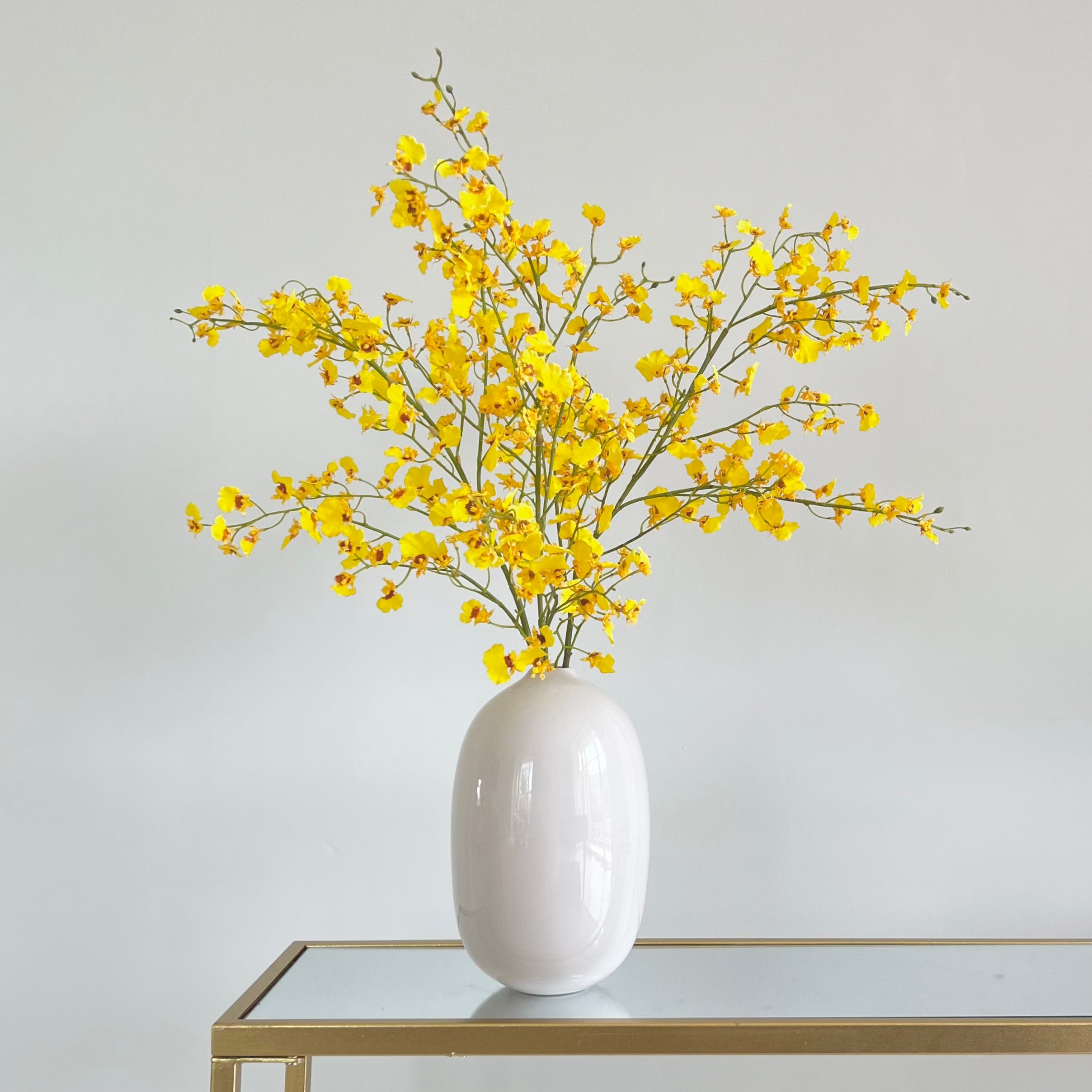 Artificial flowers luxury faux silk yellow oncidium orchid stem broadway vase lifelike realistic faux flowers ABP1699 ABY7044YL