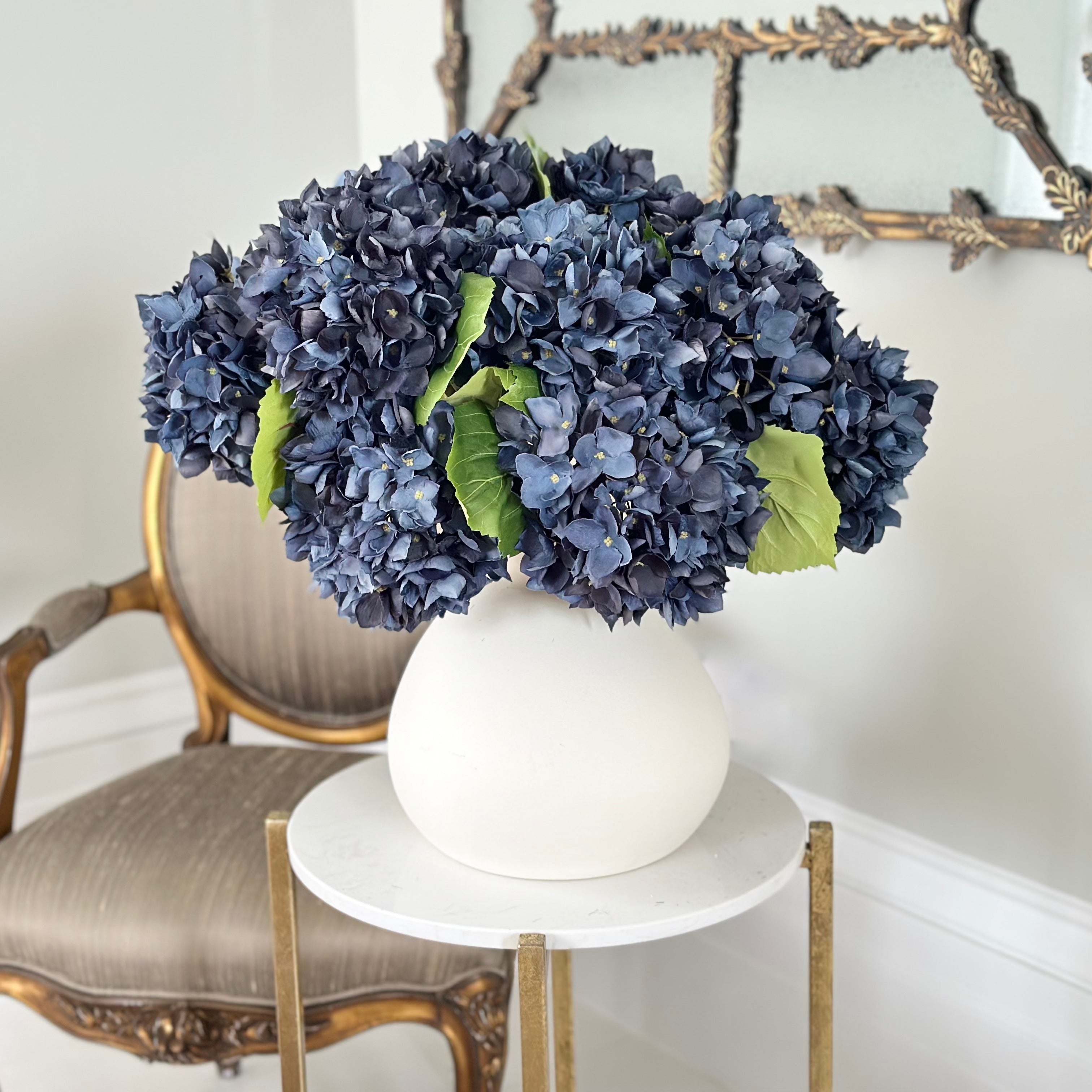 Luxury Lifelike Realistic Artificial Fabric Faux Silk Luxury Navy Blue Hydrangea ABX5005DBL Winter Artificial Flower Arrangement with Faux Foliage Buy Online from The Faux Flower Company Trade Wholesale