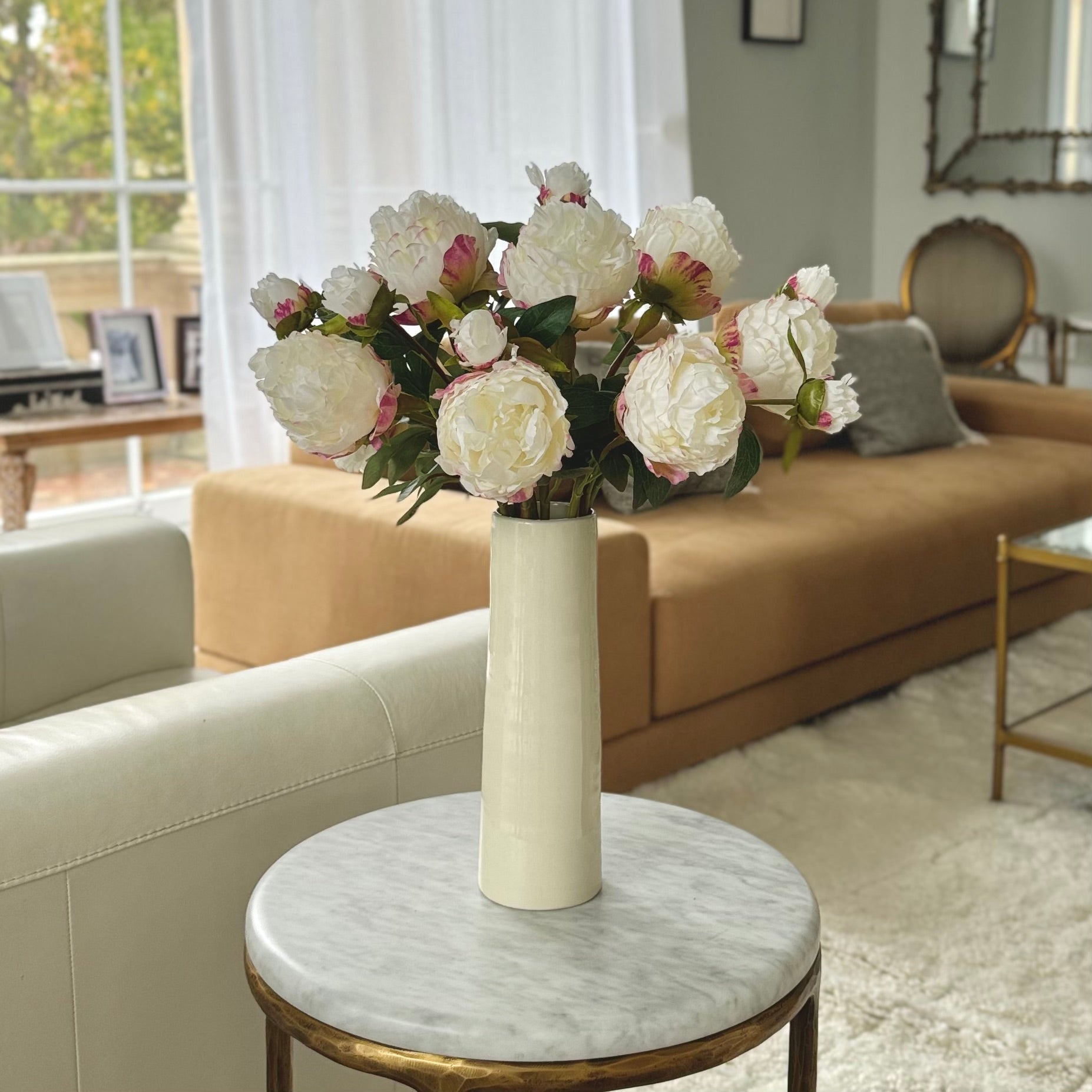 Artificial Large White Peony Sample