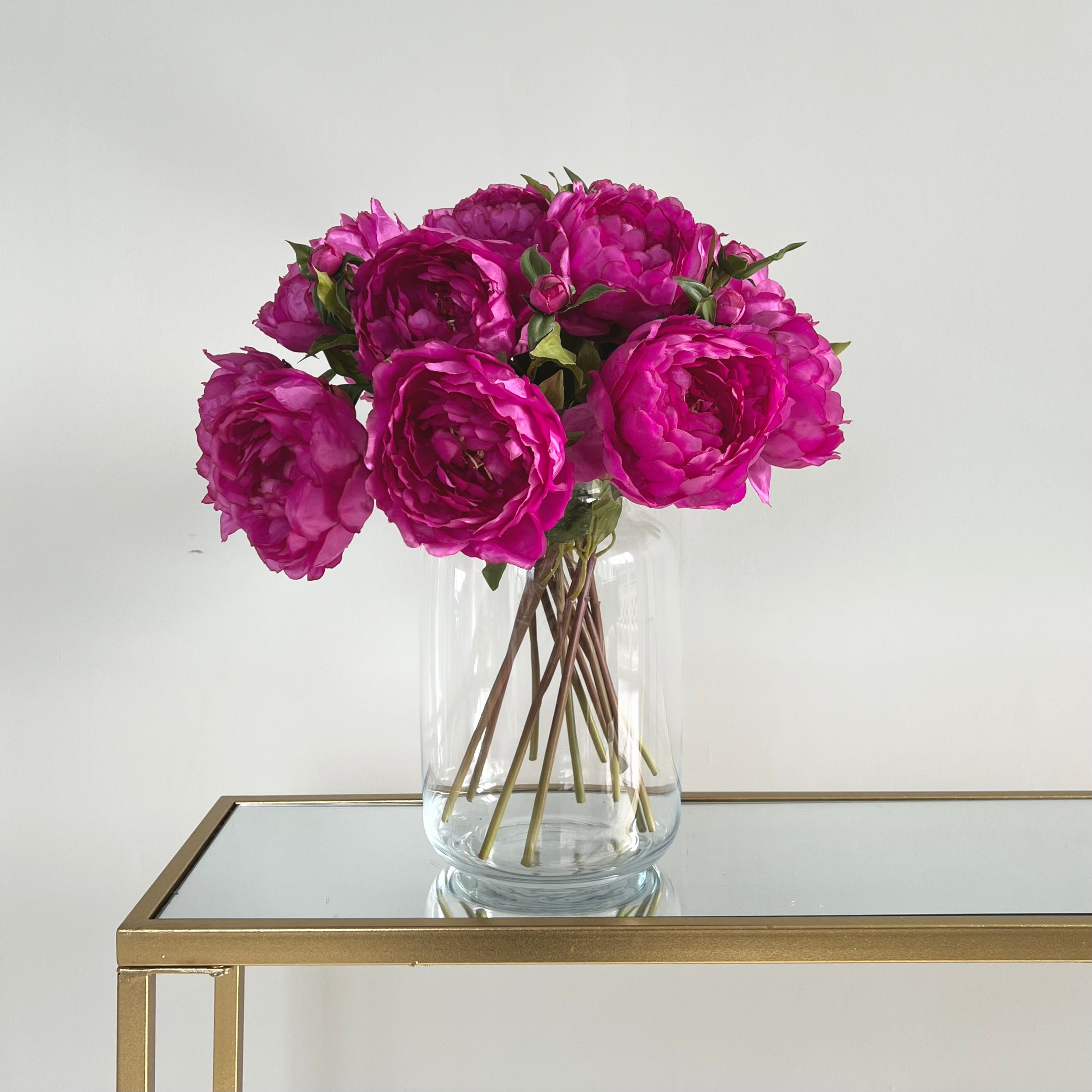 Luxury Lifelike Realistic Artificial Fabric Silk Blooms with Foliage Buy Online from The Faux Flower Company | Fuchsia Peony