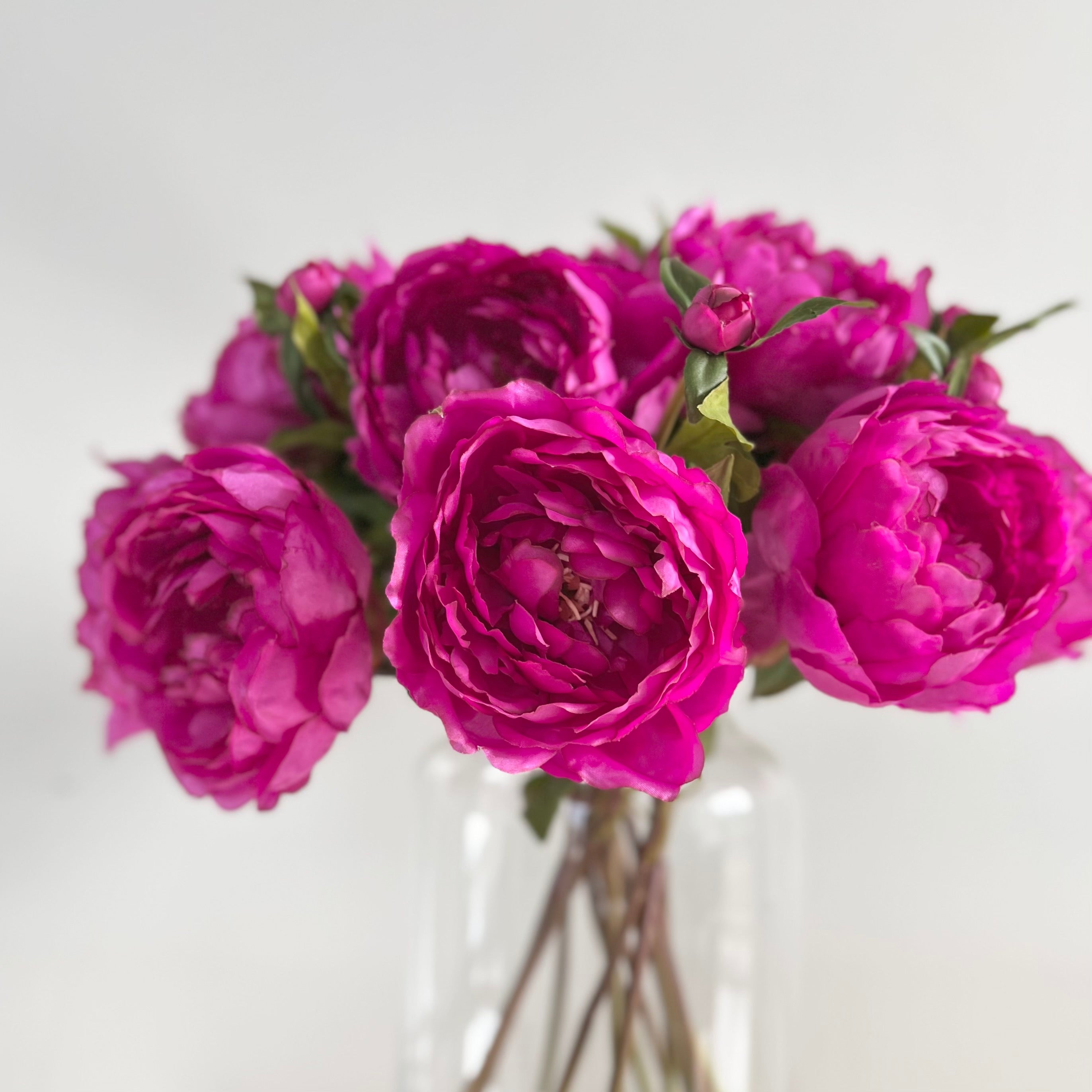 Luxury Lifelike Realistic Artificial Fabric Silk Blooms with Foliage Buy Online from The Faux Flower Company | Fuchsia Peony
