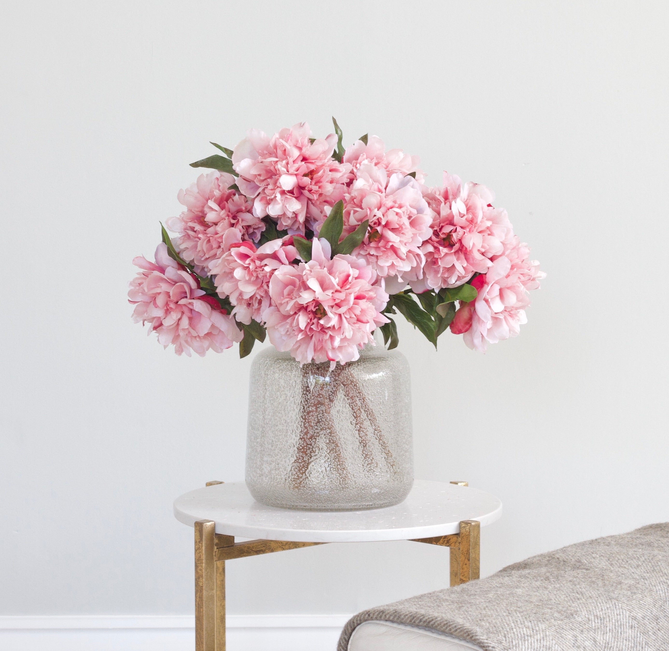 Luxury Lifelike Realistic Artificial Fabric Silk Luxury Pink Large Open Peony Flower Stems with Foliage Arrangements and Bouquets Buy Online from The Faux Flower Company