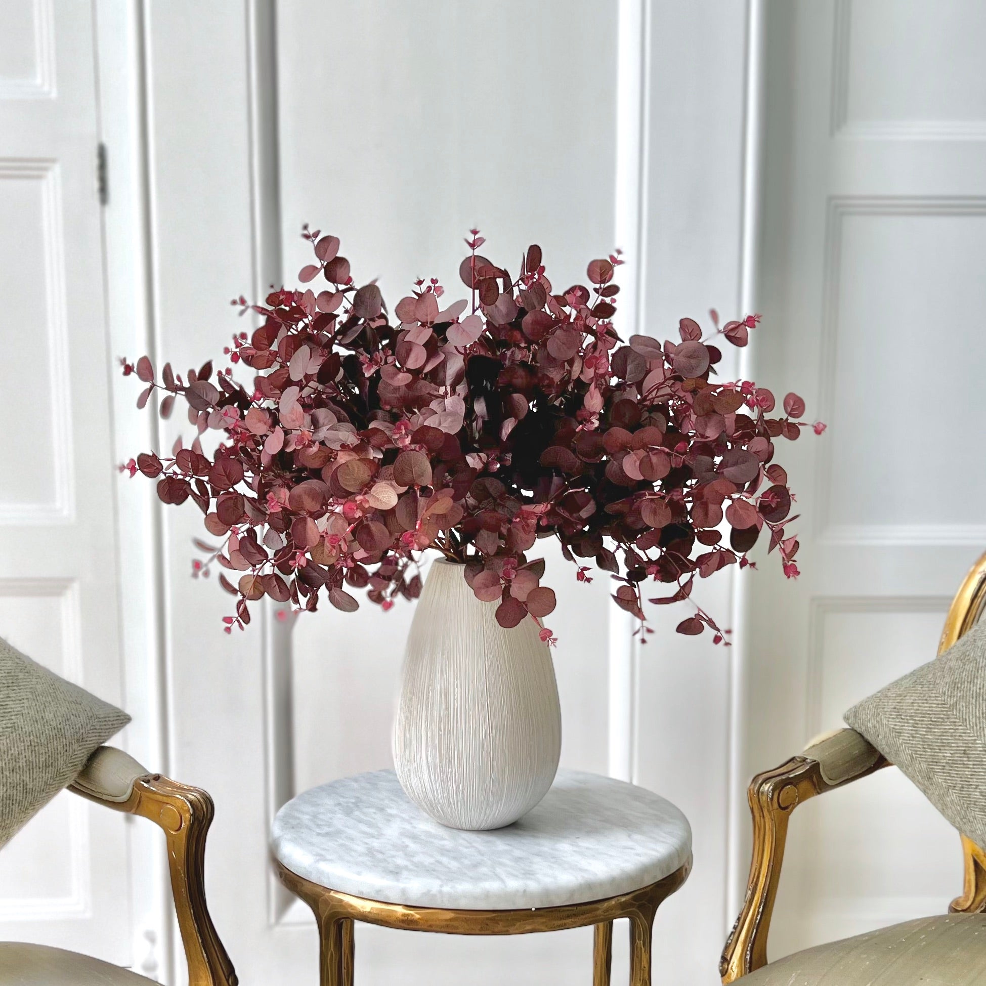 Wholesale Artificial Flowers High Quality Faux Silk Flowers for Wholesale and Trade Artificial Burgundy Eucalyptus in bulk