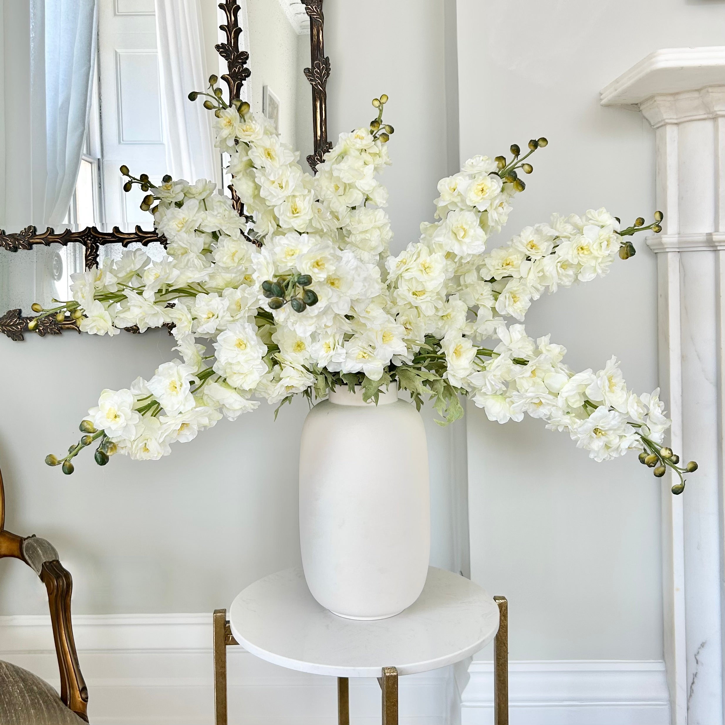 Wholesale Artificial Flowers High Quality Faux Silk Flowers for Wholesale and Trade Artificial White Delphinium in bulk ABX2338WH