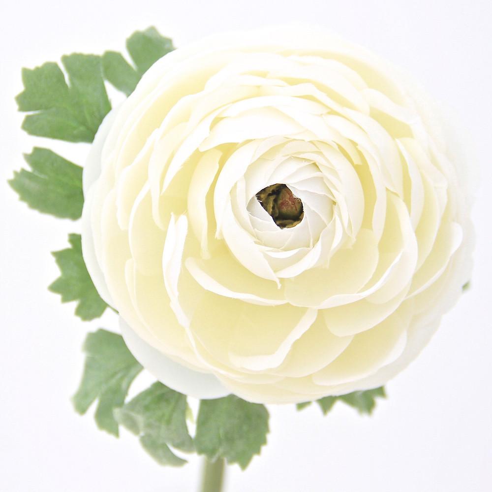 Realistic and lifelike artificial fake silk flower highest quality white ranunculus luxury faux flowers from Amaranthine Blooms