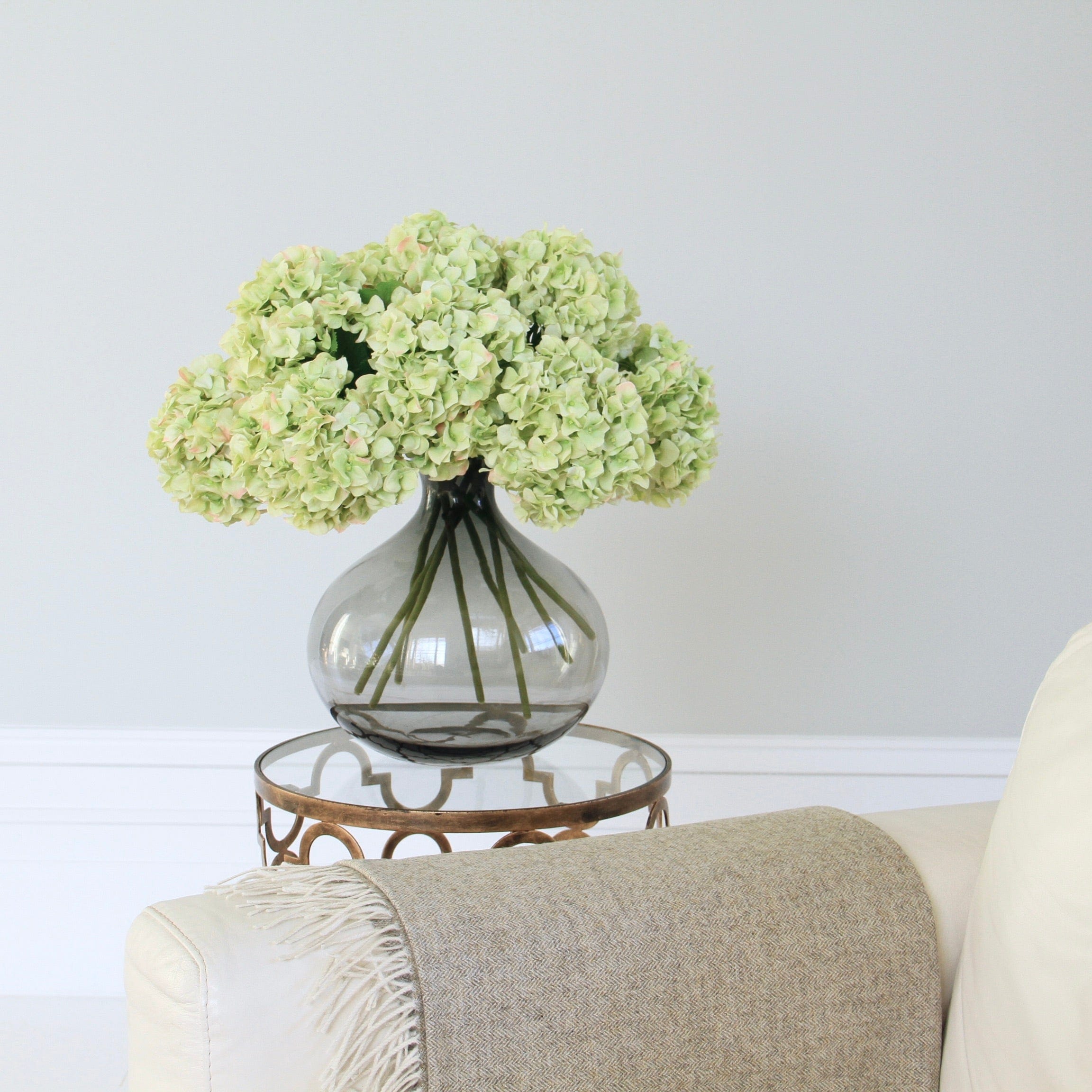 Artificial flowers luxury faux silk Green Hydrangea lifelike realistic faux flowers buy online from Amaranthine Blooms UK