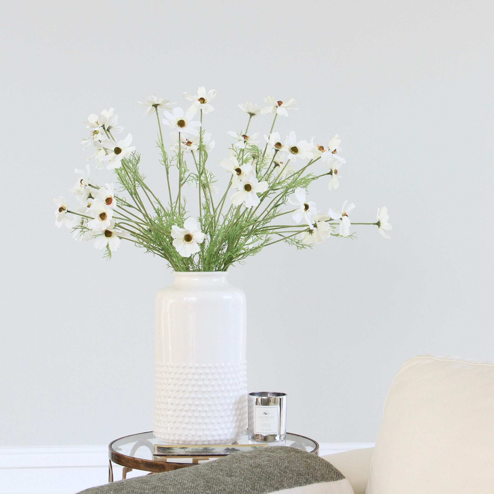Artificial flowers luxury faux silk White Cosmos lifelike realistic faux flowers buy online from Amaranthine Blooms