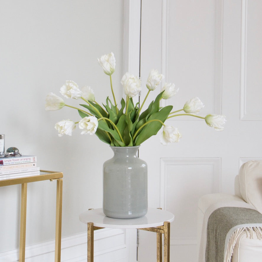 Artificial flowers luxury faux silk White Parrot Tulip lifelike realistic faux flowers buy online from Amaranthine Blooms UK ABY5005WH