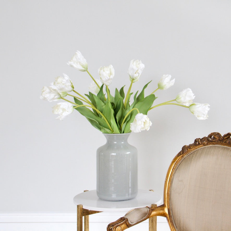 Artificial flowers luxury faux silk White Parrot Tulip lifelike realistic faux flowers buy online from Amaranthine Blooms UK ABY5005WH