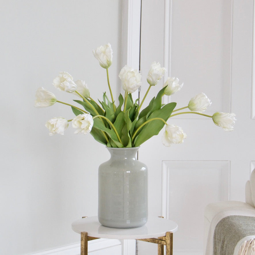 Artificial flowers luxury faux silk White Parrot Tulip lifelike realistic faux flowers buy online from Amaranthine Blooms UK ABY5005WH