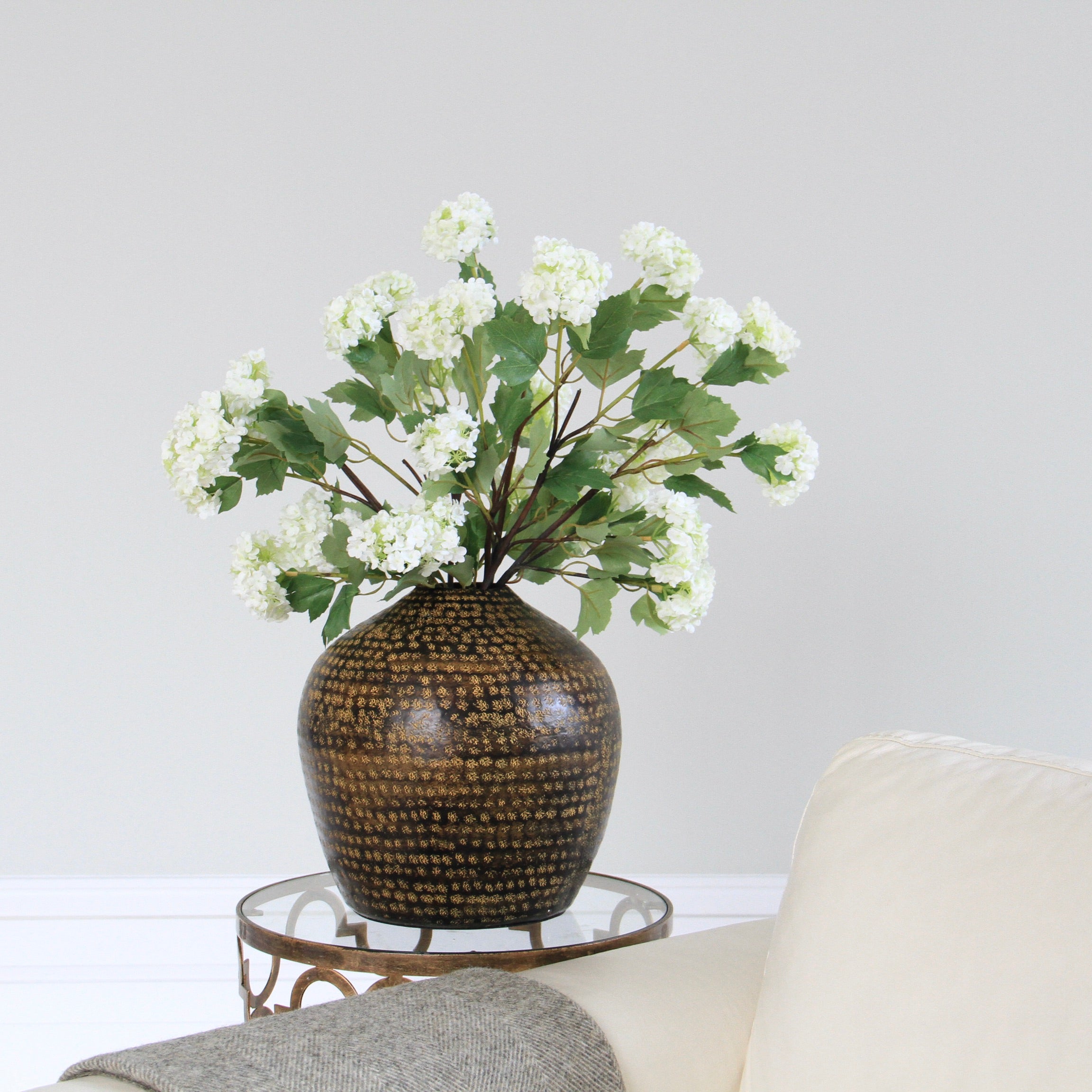 Artificial flowers luxury faux silk White Viburnum lifelike realistic faux flowers buy online from Amaranthine Blooms