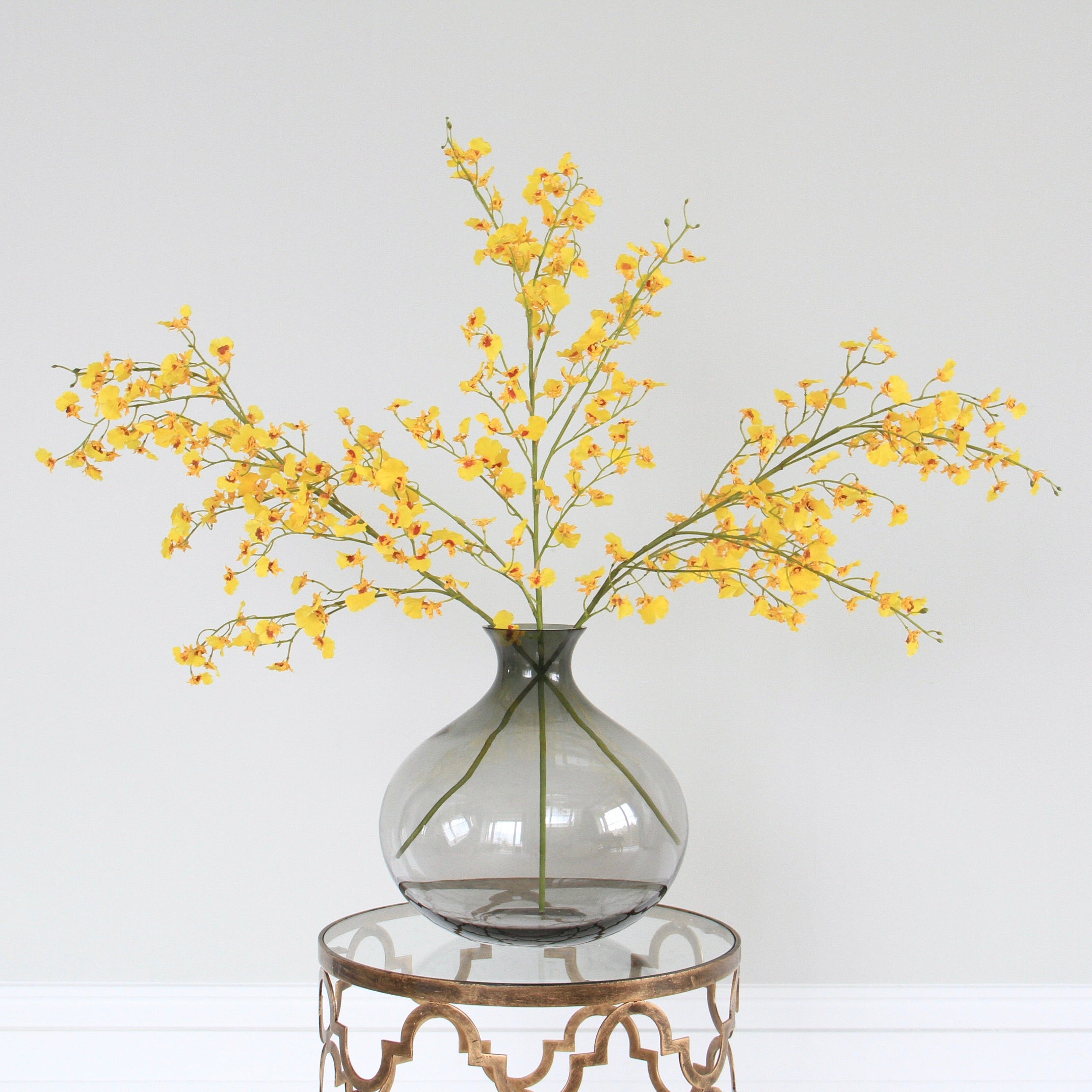 Artificial flowers luxury faux silk Yellow Oncidium Orchid lifelike realistic faux flowers buy online from Amaranthine Blooms