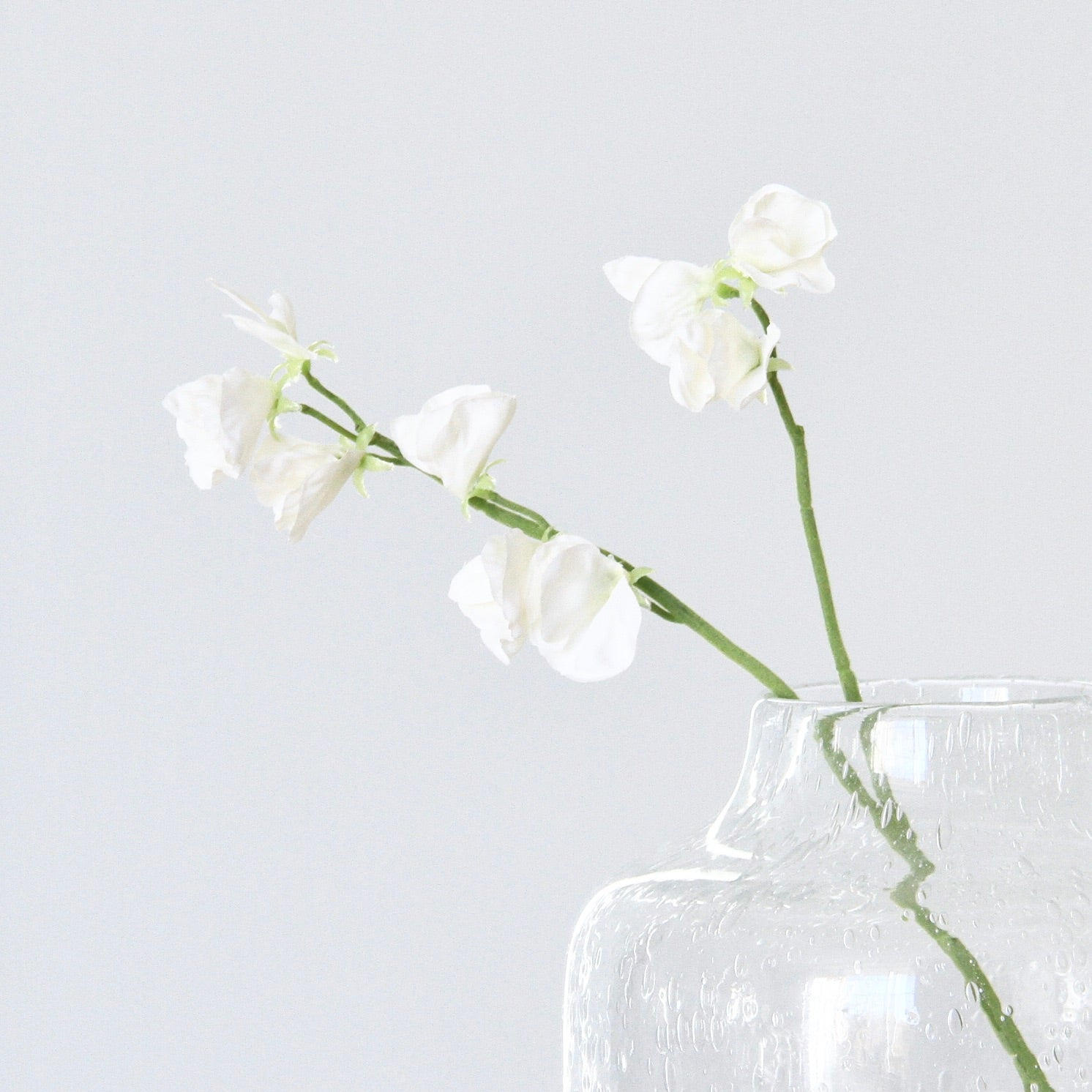 Artificial flowers luxury faux silk small white sweet pea lifelike realistic faux flowers buy online from Amaranthine Blooms UK