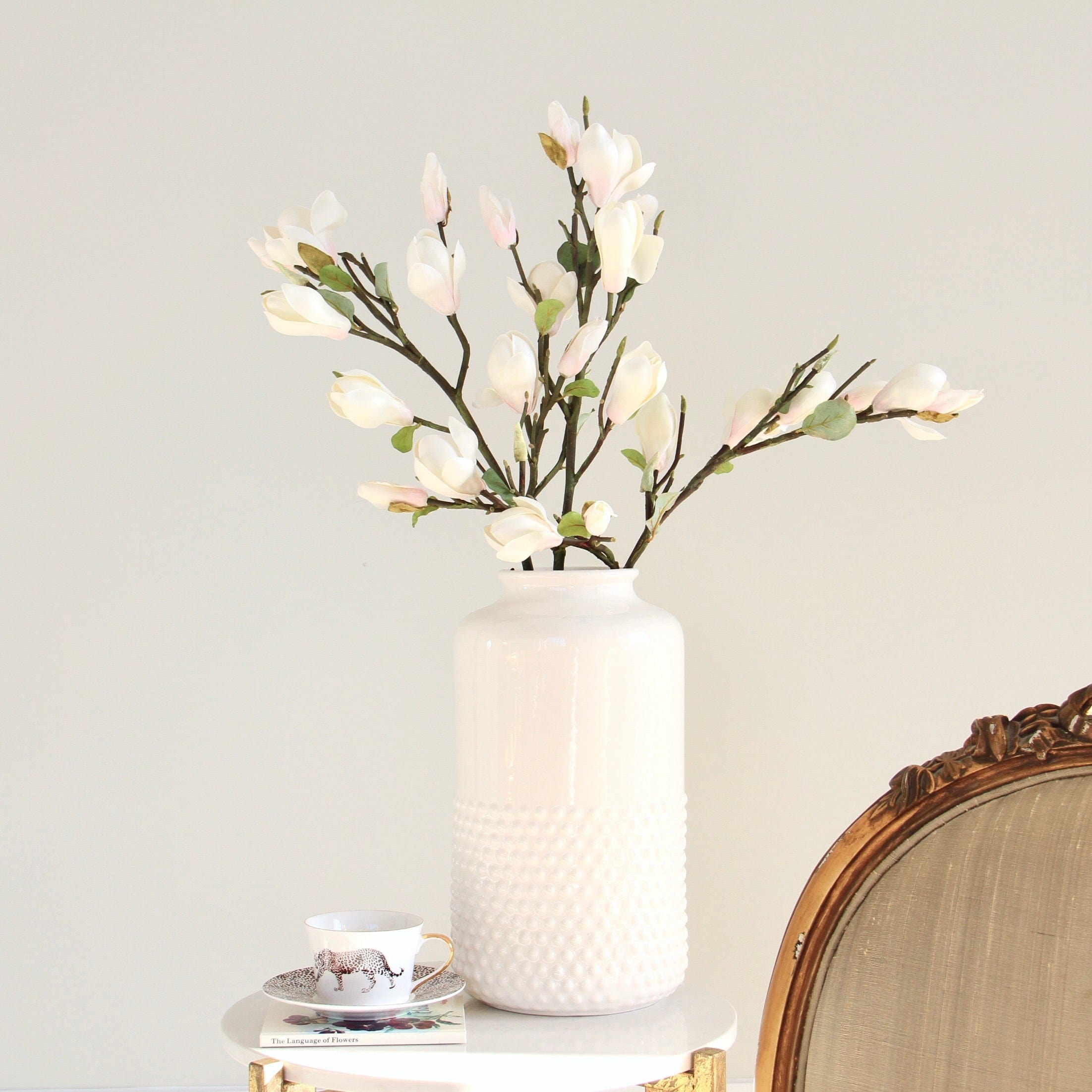 Artificial flowers luxury faux silk White Magnolia lifelike realistic faux flowers buy online from Amaranthine Blooms