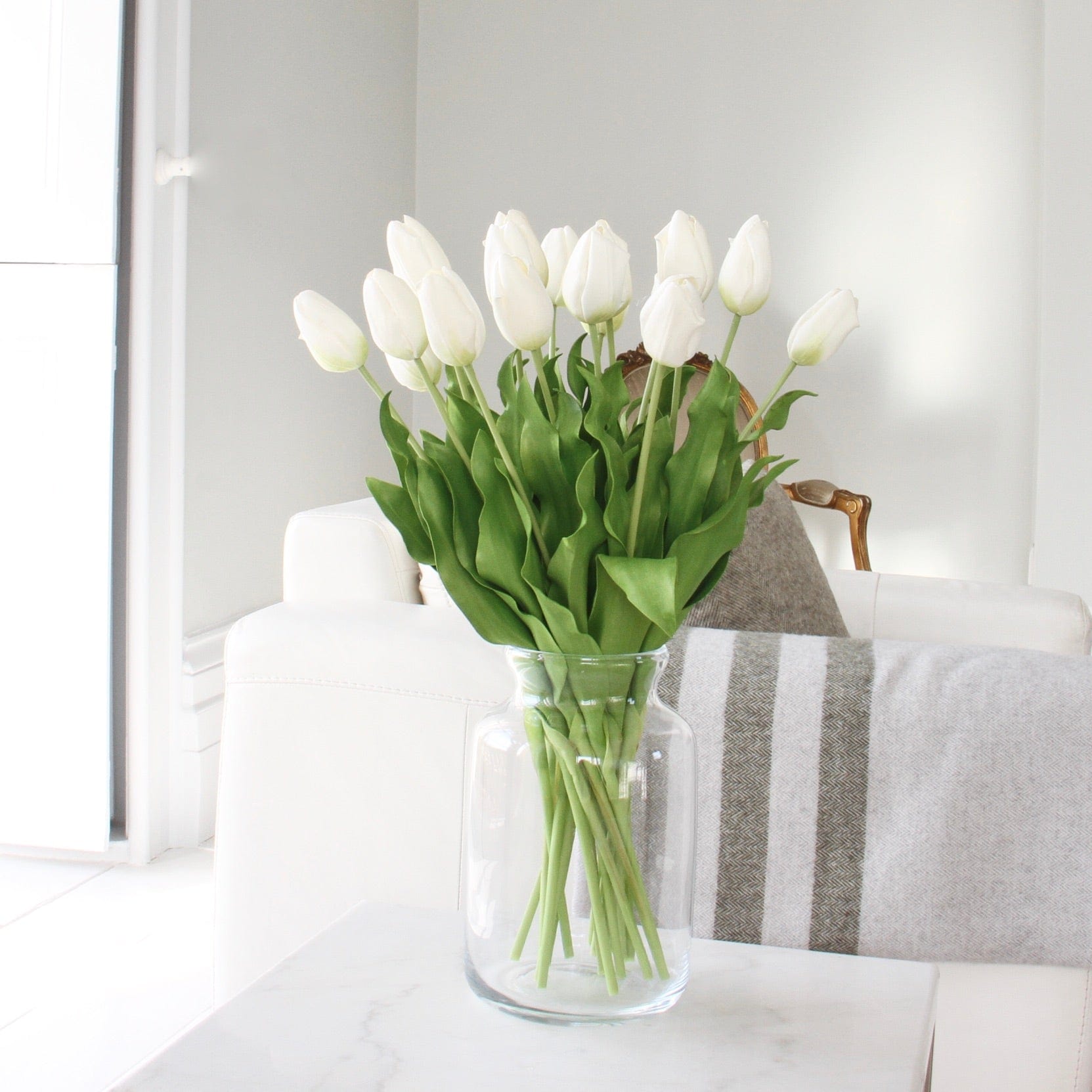 Artificial tulip luxury artificial flowers faux silk white tulip lifelike realistic faux flowers buy online from Amaranthine Blooms UK.