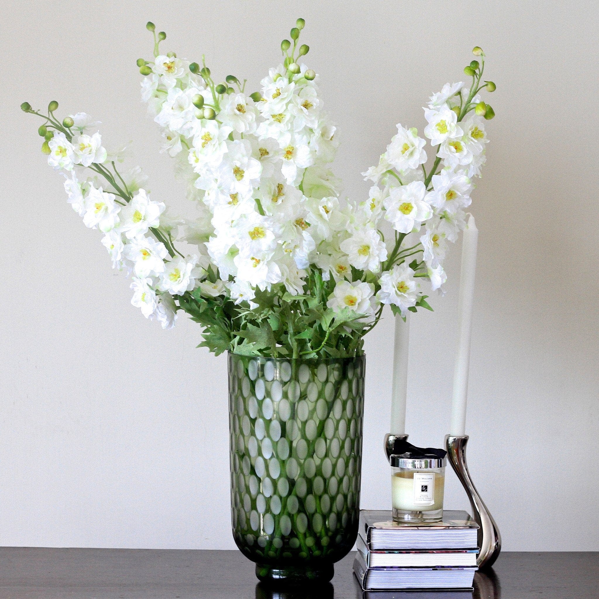 Wholesale Artificial Flowers High Quality Faux Silk Flowers for Wholesale and Trade Artificial White Tall Delphinium in bulk