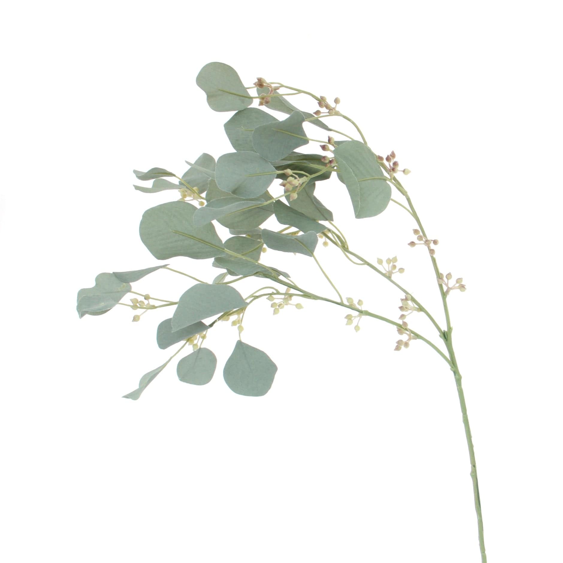 Artificial eucalyptus, realistic artificial flowers - green faux eucalyptus stems with berries, realistic not fake artificial flowers in vase
