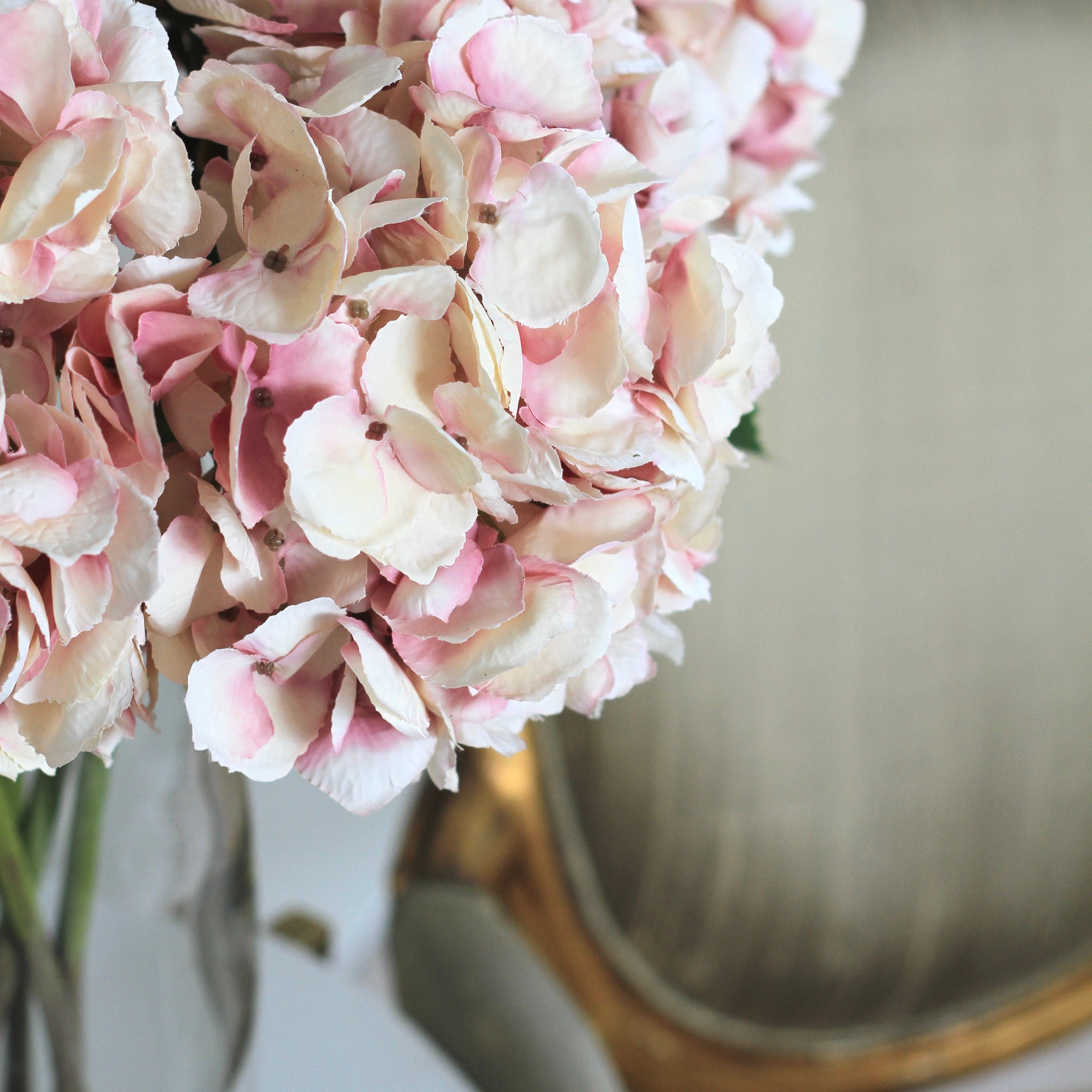 artificial flowers luxury faux silk dusty pink mophead hydrangea plant lifelike realistic faux flowers buy online from Amaranthine Blooms UK 2